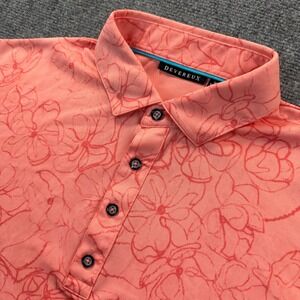 Devereux Golf Polo Shirt Men's M Salmon Peach‎ Pink Floral Pattern Casual Sport